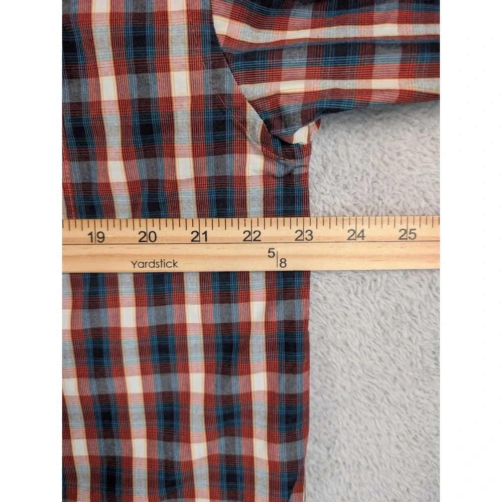 George Strait Wrangler Mens Plaid Western Snap Shirt Red Blue‎ M MGX314